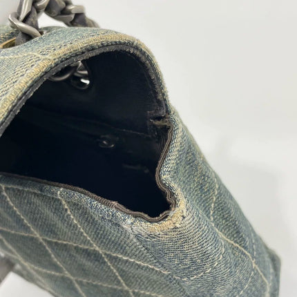 Chanel Ice Cube Chocolate Bar Medium Classic Flap Denim Green