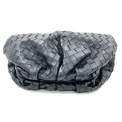 Bottega Veneta Pouch Large Intrecciato Black Calfskin Leather Clutch