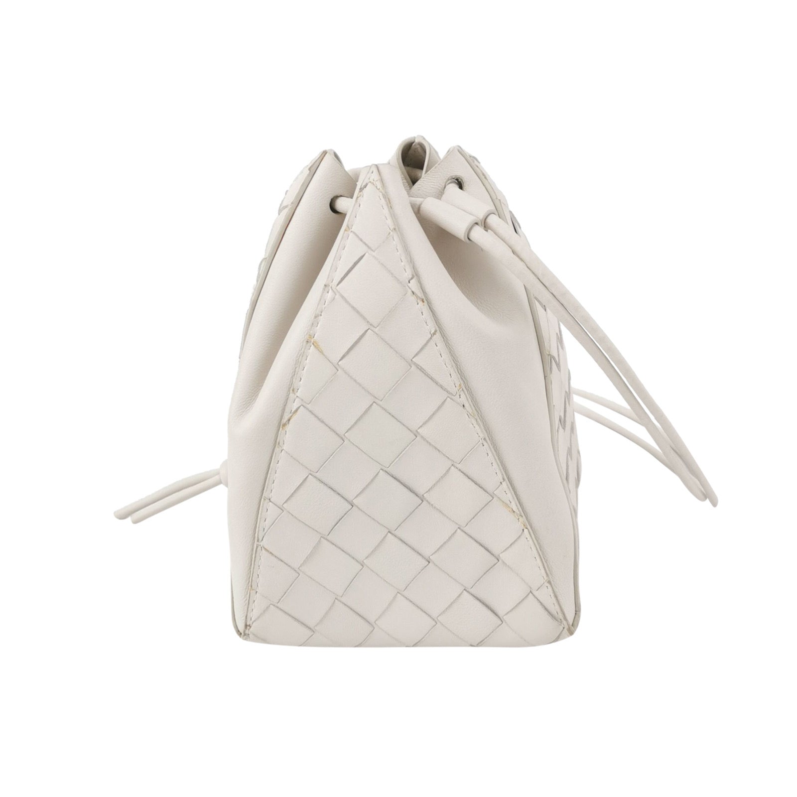 Bottega Veneta White Intrecciato The Mini Knot Shoulder Bag-Luxbags