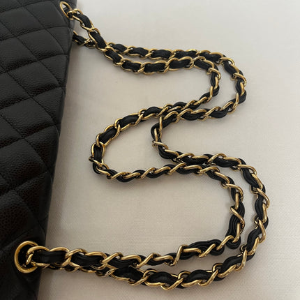 Chanel Classic Flap Maxi Black Caviar Leather Single Flap with Gold Hardware