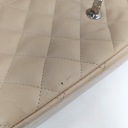 Chanel Classic Flap Jumbo Beige Lambskin Leather Single Flap with Silver Hardware