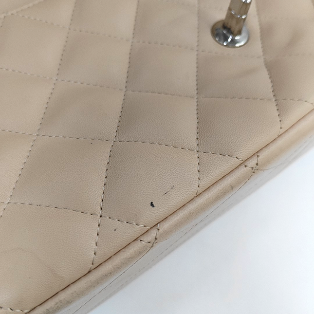 Chanel Classic Flap Jumbo Beige Lambskin Leather Single Flap with Silver Hardware
