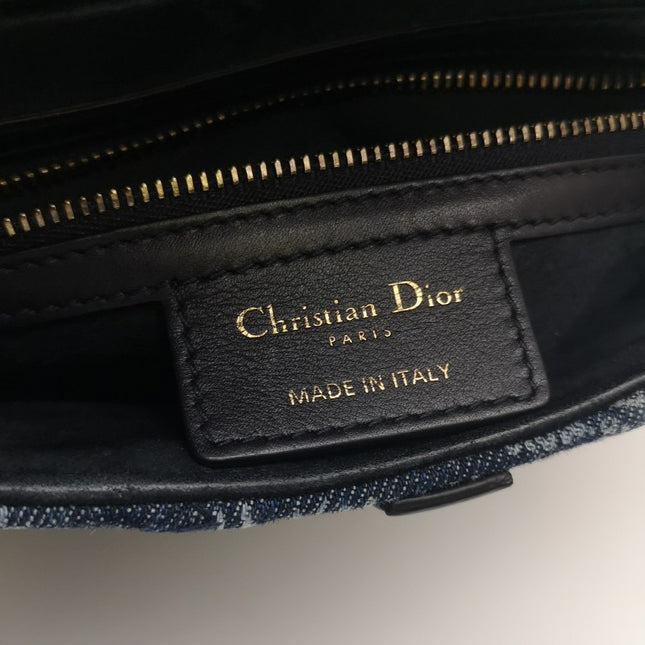 Sold Dior saddle bag Special Edition Peace and Love Denim Patchwork Embroidery