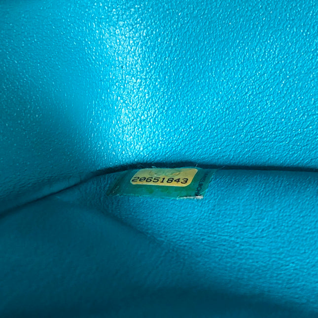 Chanel Classic Flap Medium Teal Blue Green Patent Leather Silver Hardware 2014-15