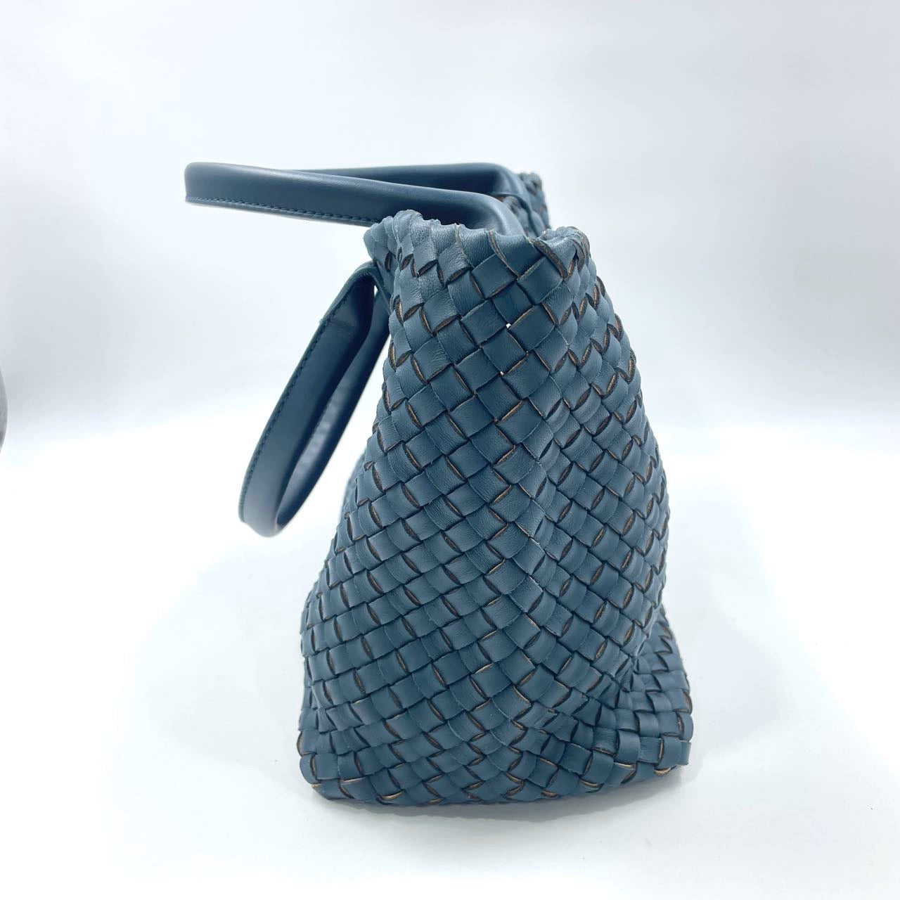 Bottega Veneta Cabat Tote Small/Medium Intreccio Blue Green Leather and Suede Lining 32cm