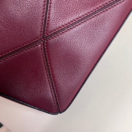 Sold Loewe Puzzle Mini Burgundy Calfskin Leather Crossbody Bag