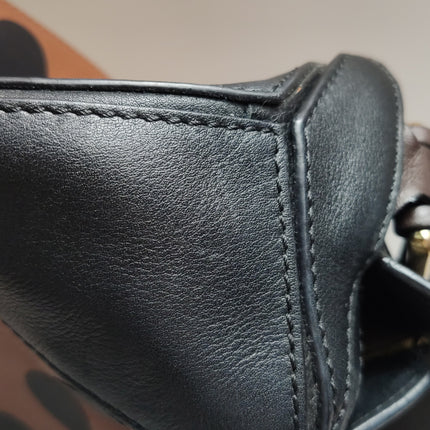 Loewe Puzzle Medium Polka Dots Brown Black Leather