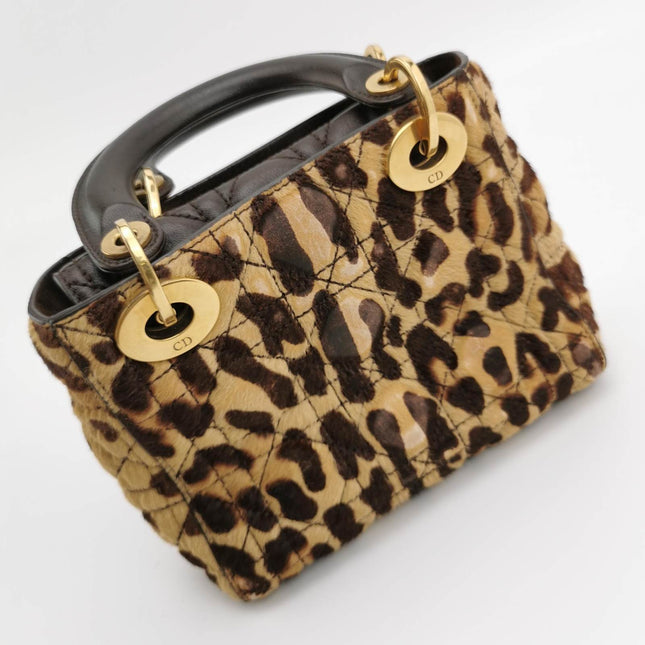Sold Lady Dior Mini Handbag Pony-style Calfskin Leather Leopard Print