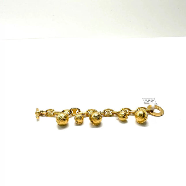 Celine 1990s Vintage Gold-tone Triomphe Planet Link Charm Bracelet