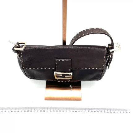 Fendi Baguette Selleria Calfskin Leather Brown Shoulder Bag