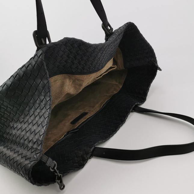 Bottega Veneta Cesta Shopper Tote Intrecciato Black Leather Large 50cm