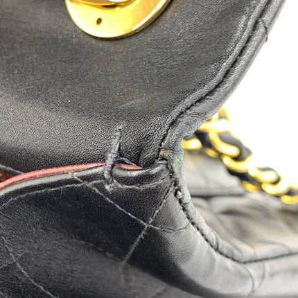 Chanel 1996 Vintage Classic Maxi Flap Black Lambskin Leather Giant CC 24 Gold Hardware