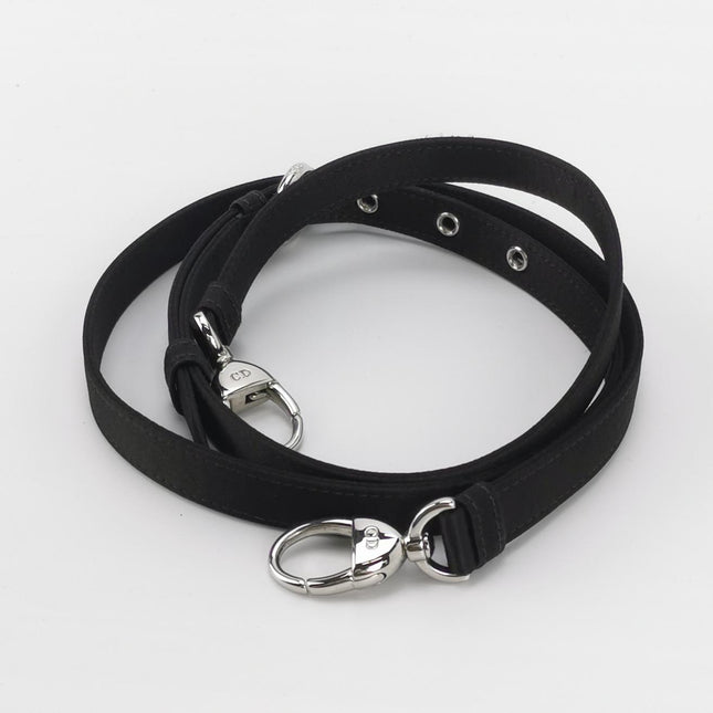 Lady Dior Mini Black Silk with Crystals Silver Hardware