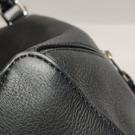 Loewe Puzzle Small Black Grained Leather White Logo