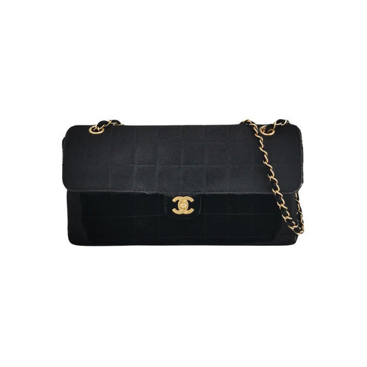 Chanel Large East West Shoulder Bag Rare Black Leather and Pony-style Calfskin-Luxbags