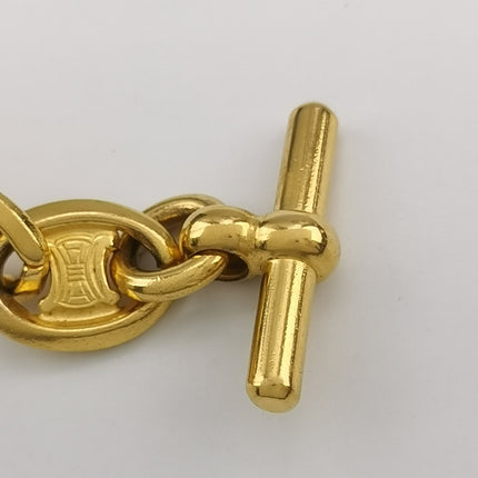Celine 1990s Vintage Gold-tone Triomphe Planet Link Charm Bracelet