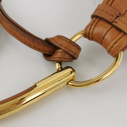 Dior 61 Brown Hobo Tote with Gold Metal Ring Handle