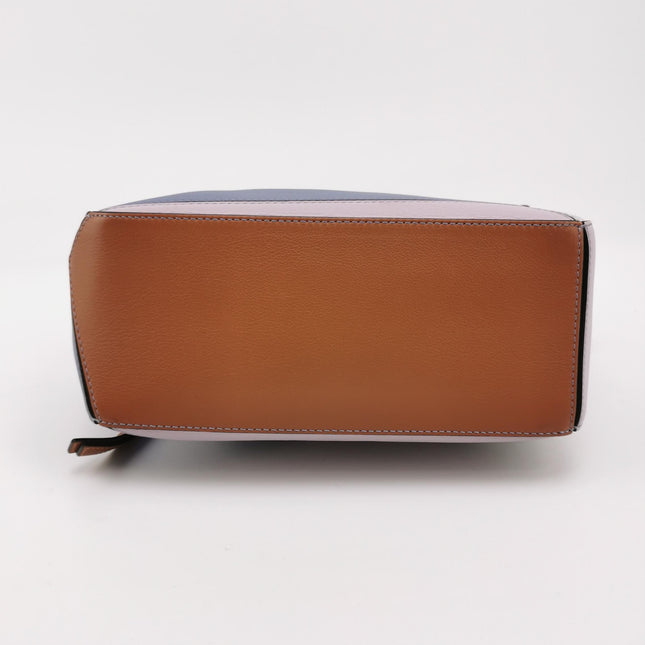 Loewe Puzzle Small Tricolor Purple Pink Grey Calfskin Leather Crossbody Bag