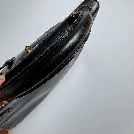 Hermes Kelly 32 Retourne Black Box Leather Gold HW 1987