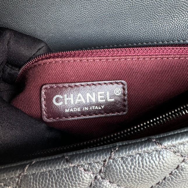 Chanel Coco Handle Maxi Grey Caviar Leather Silver Hardware 32cm, 2015-2016