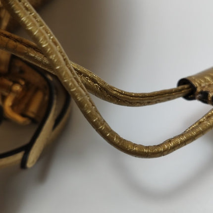 Fendi Mon Tresor Mini Bucket Bag Gold Raffia Thread and Leather Crossbody Bag