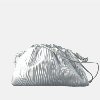 Bottega Veneta Pouch Mini Silver Lambskin Leather Tree Trunk Swirl pattern-Luxbags