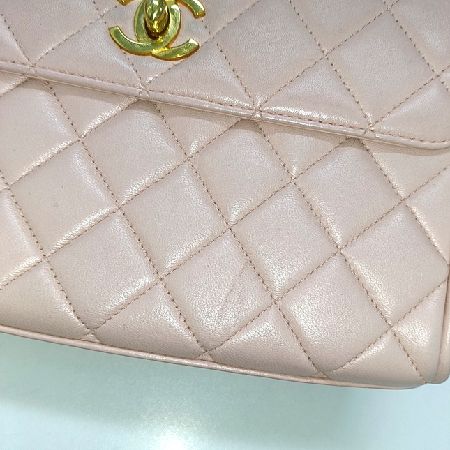 Chanel Vintage Top Handle Trendy CC Kelly Flap Bag Pink Cannage Lambskin Leather 24k Gold Plated Hardware