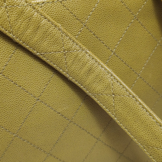 Chanel Vintage Kelly Flap Bag Yellow Caviar Leather 24k Gold Hardware 1997-1999