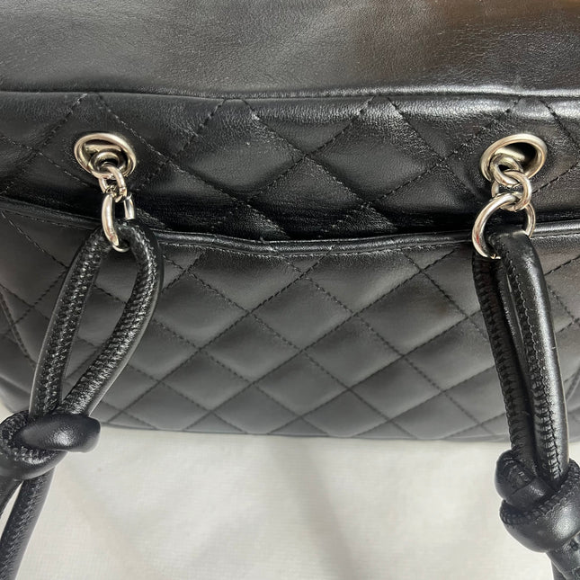 Chanel Cambon Multi-pocket Ligne Reporter Bag Medium Black Calfskin Leather