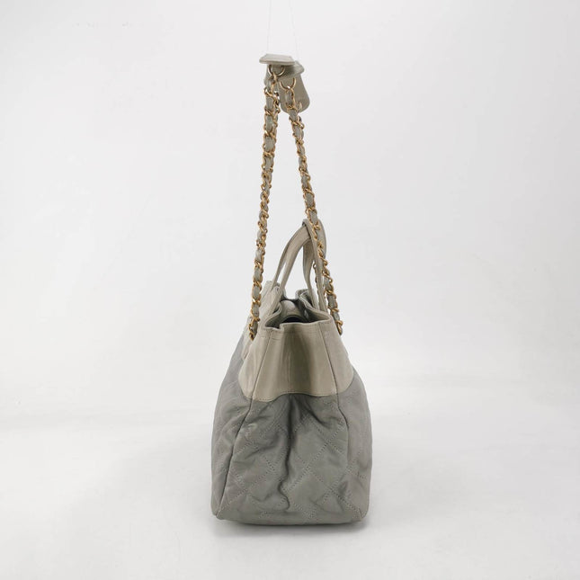 Sold Chanel 2012 In The Mix Shopping Tote Bag with Handle Grey Quilted Leather