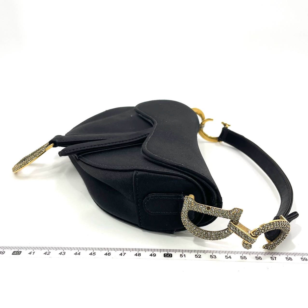 Dior Saddle Mini Silk Handbag Black with crystals