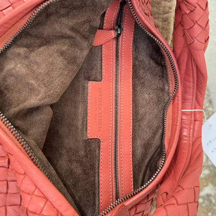 Sold Bottega Veneta Veneta Hobo Medium Coral Intrecciato Leather Bag 47cm