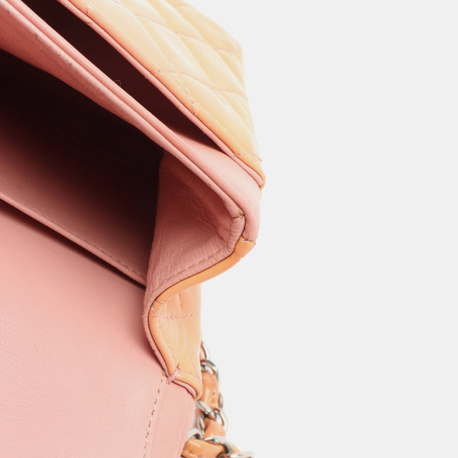 Chanel Classic Flap Medium Pink Orange Patent Leather Silver HW, 2012-2013