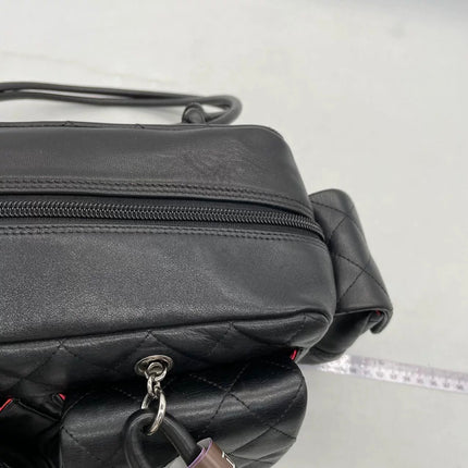 Chanel Cambon Multi-pocket Ligne Reporter Bag Medium Black Calfskin Leather