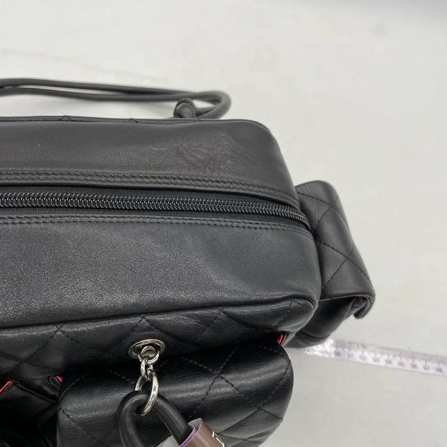 Chanel Cambon Multi-pocket Ligne Reporter Bag Medium Black Calfskin Leather