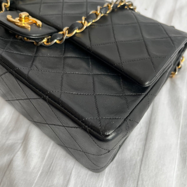 Chanel Classic Flap Medium Vintage Black Lambskin Leather with 24k Gold Hardware