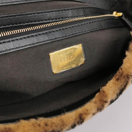 Fendi Baguette Large Shearling Vitello Dolce Marco FF 1974 Tobacco Black Brown Zucca
