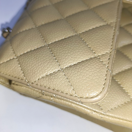 Chanel Timeless Classic Flap Medium Beige Caviar Leather Silver Hardware, 2005-2006