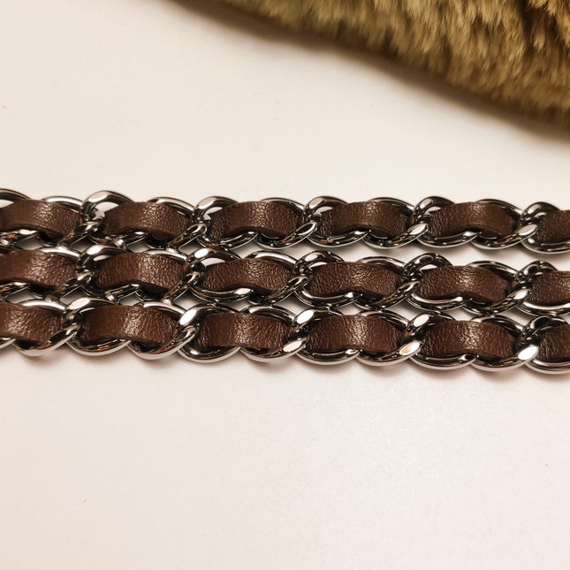 Chanel Fur Flap Bag Brown Grey Chincilla Bag Multi-Layer Chain