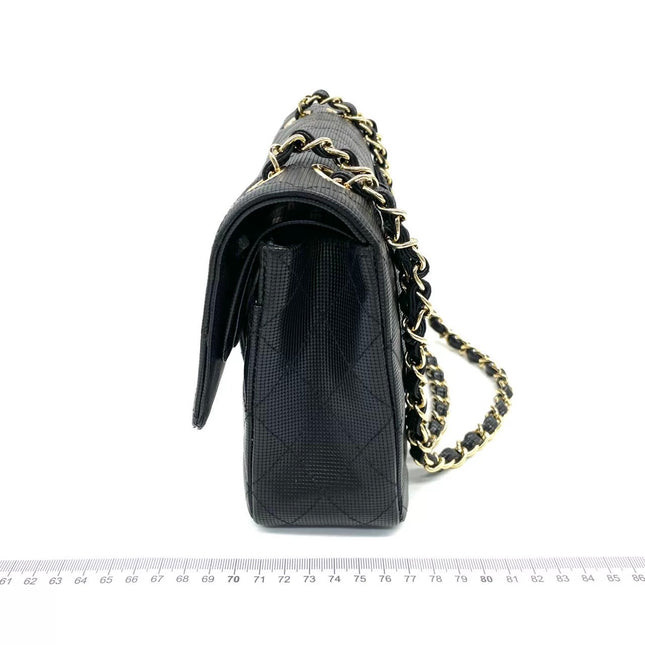 Chanel Classic Flap Medium 2016 Black Pixel Effect Calfskin Leather Gold Hardware