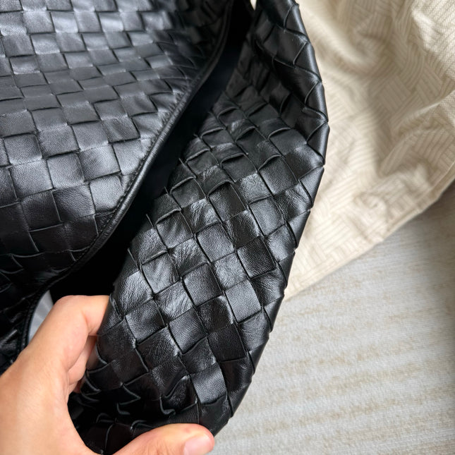 Bottega Veneta Hop Black Intrecciato Leather Maxi Hobo Bag 54cm