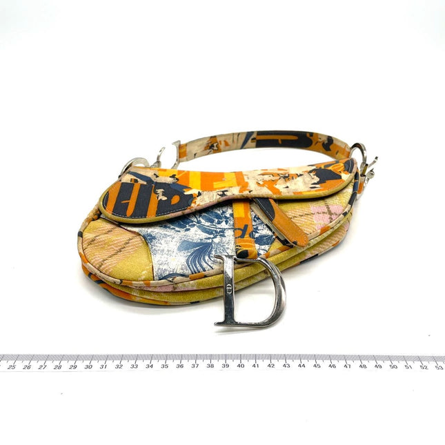 Dior Saddle Vintage John Galliano Multicolor Patchwork Shoulder Bag
