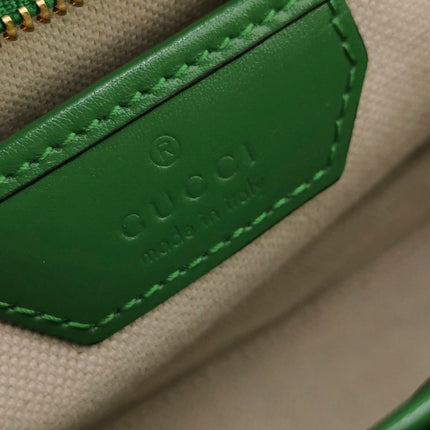 Gucci Bamboo 1947 Top Handle Bag Small Green Box Leather Canvas Strap