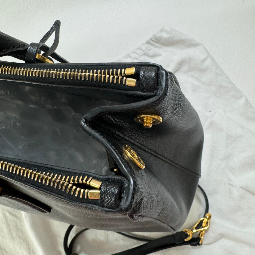 Prada Galleria Saffiano Leather Medium Black Handbag 33cm