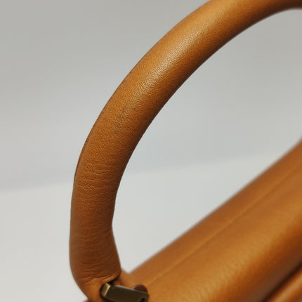 Dior Top Handle Saddle Bag Cognac Tan Brown Calfskin Leather