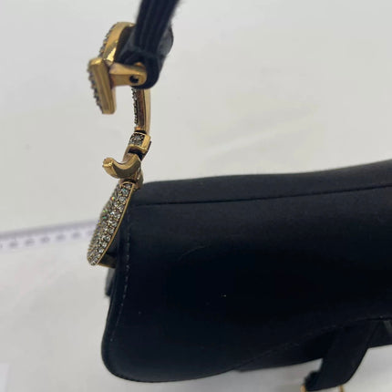 Dior Saddle Mini Silk Handbag Black with crystals