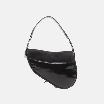 Sold Dior Saddle Vintage So Black Fabric and Patent Leather Shoulder Bag