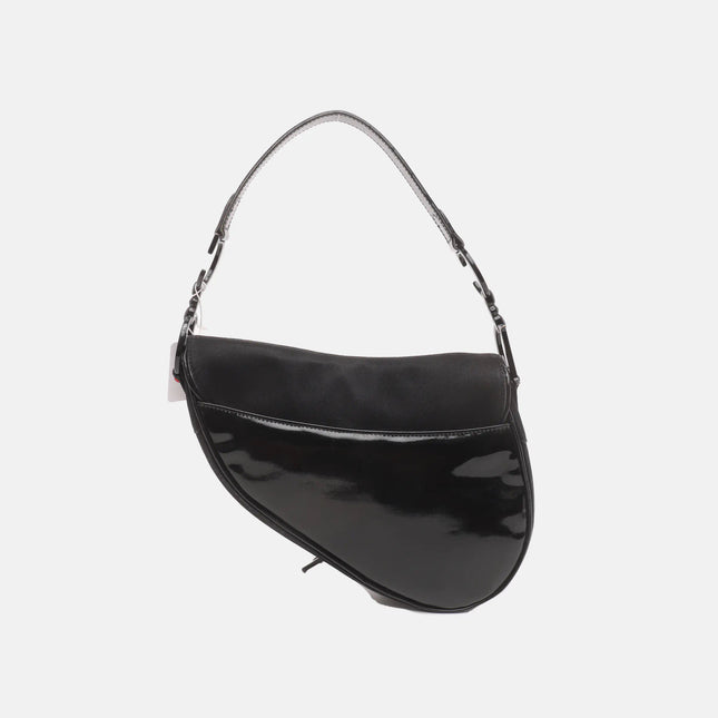 Sold Dior Saddle Vintage So Black Fabric and Patent Leather Shoulder Bag
