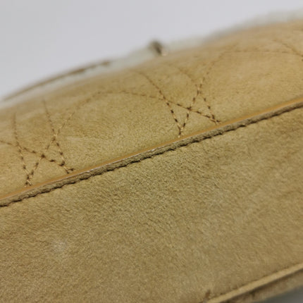 Lady Dior Mini Handbag Brown Leather Shearling Gold Hardware