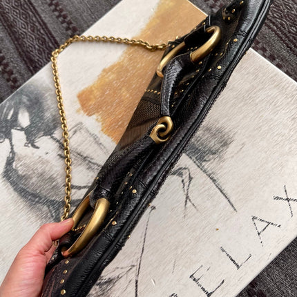 Gucci Horsebit 1955 Chain Large Black Snake-skin Leather Shoulder Bag